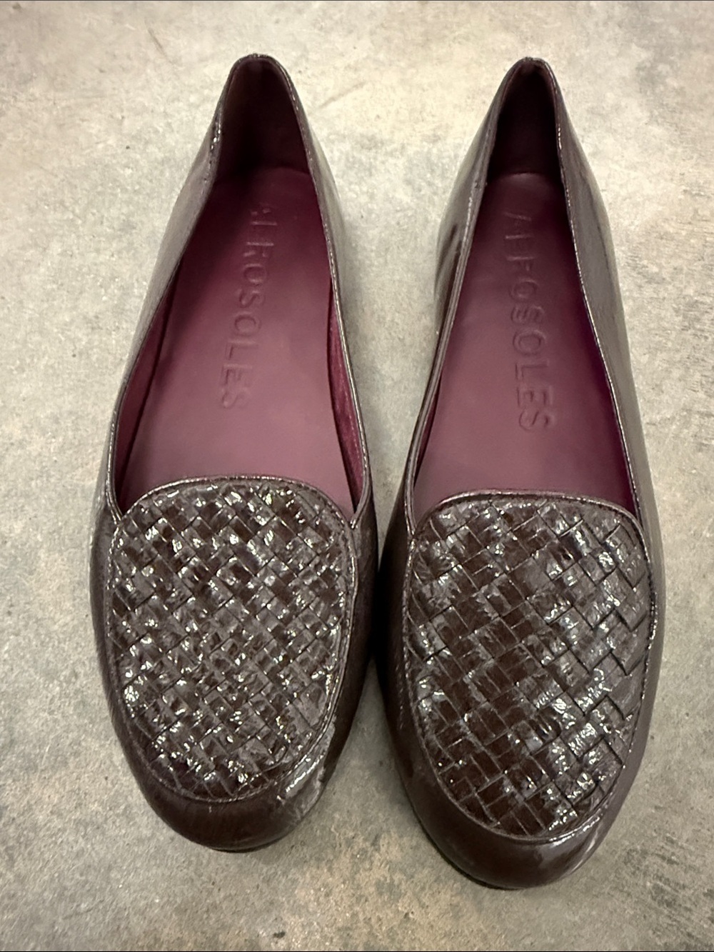 AEROSOLES Woven Leather Loafers in Plum